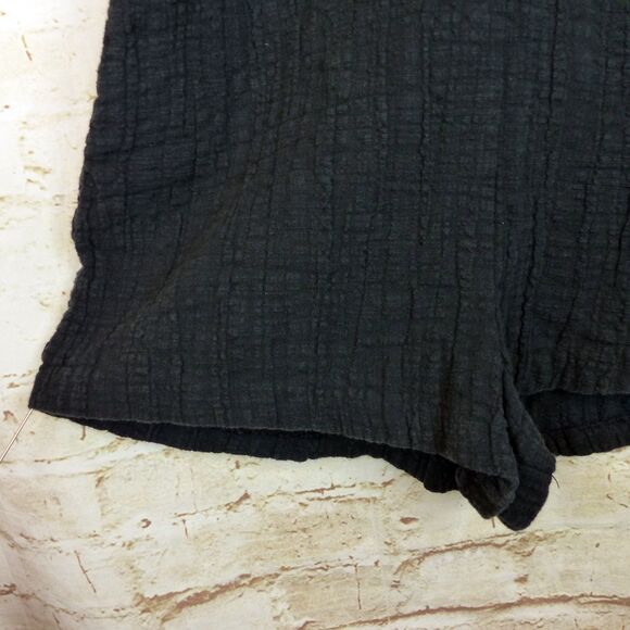 ZARA Romper Women XS Black Textured Crinkle Gauze Cotton Collared Button Up - Picture 9 of 12